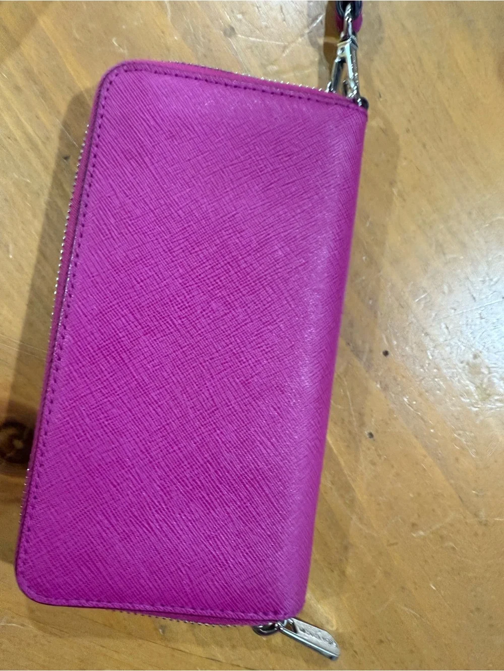 Michael Kors Magenta Saffiano Zip Wristlet